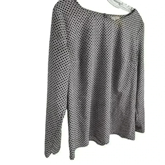 Merona Women's XL Black Pink Geometric Long Sleeve Scoop Neck Blouse - Picture 2 of 11